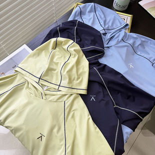 撞色苏哈线】疏孔网眼速干透气！男女情侣款运动骑行连帽长袖T恤