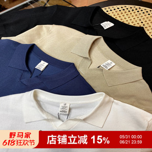 西班芽正尾!高货!23春夏新款男高端针织丝光棉短袖POLO翻领T恤