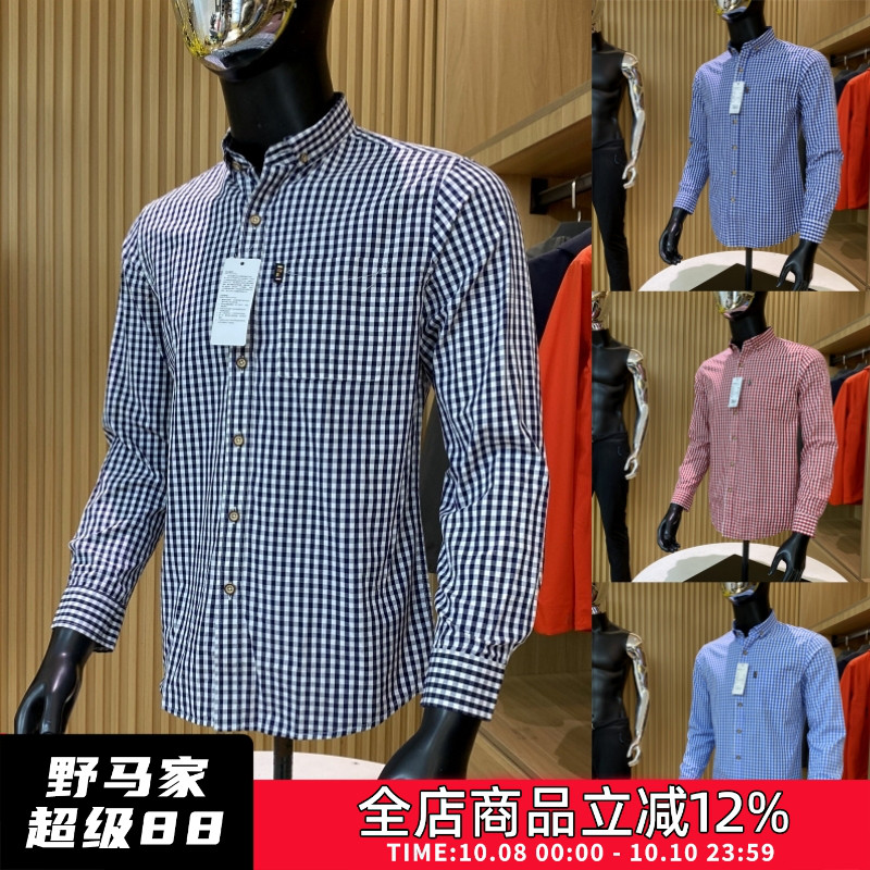 走商场！经典格纹！全棉水洗面料！秋休闲百搭单排扣长袖衫衬衣男