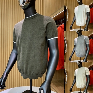 高端线 撞色领针织透气弹力短袖 细腻柔软 男士 T恤 夏季 品质单