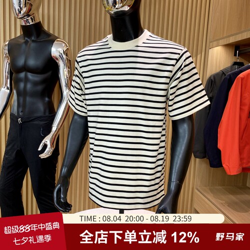 男女夏季宽松条纹圆领短袖T恤衫
