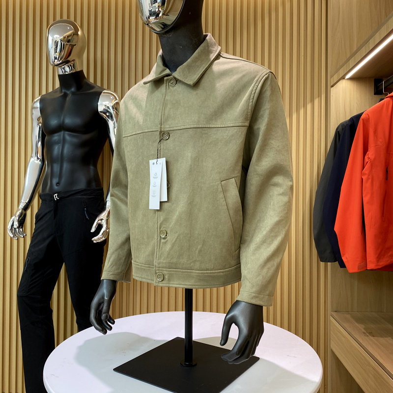 反绒皮修身直筒夹克外套男