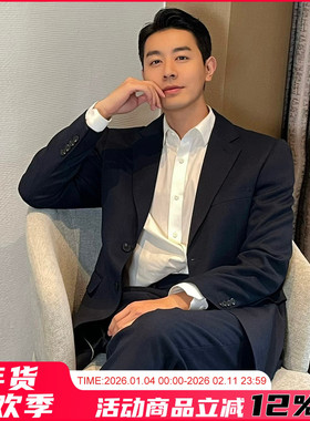 意式高奢！过万级！Super120支羊毛混纺！男商务休闲黑色西服西装