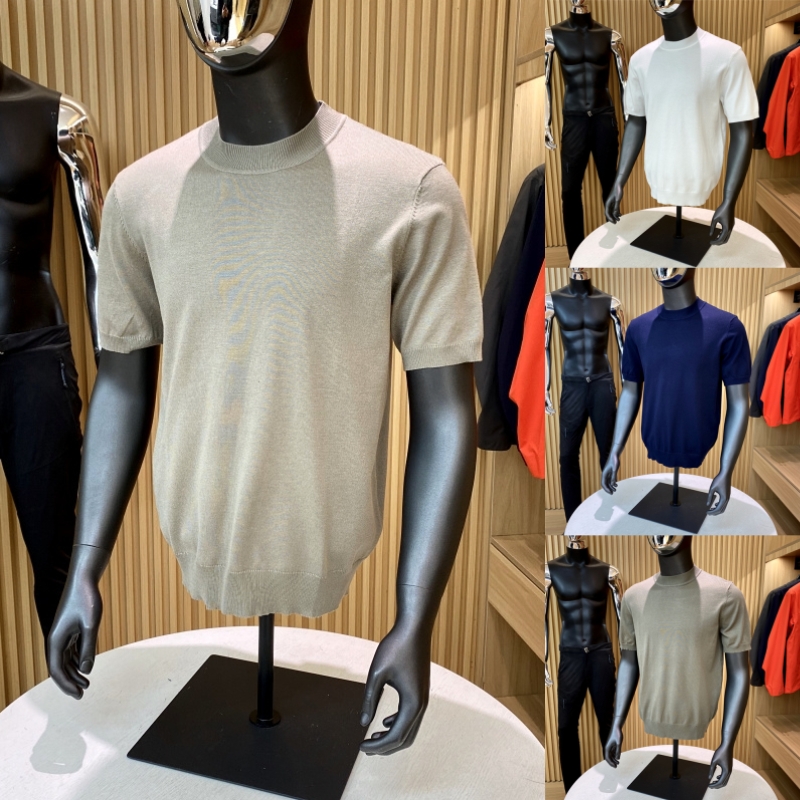 透气弹力简约薄款休闲针织短袖