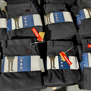 商场回撤订单!商务通勤!冬季新品男士水洗灯芯绒加厚弹力休闲裤