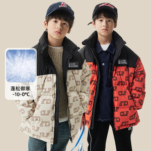 可乐凡尼男童加厚印花羽绒服2023冬季新款男孩中大童儿童洋气鸭绒
