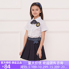 Рубашка детская 伊顿纪德校服学院风夏装纯棉女童衬衣中小学生女生短袖衬衫09c227 Etonkidd