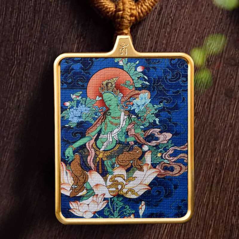 唐卡西藏绿度母佛牌吊坠个性百搭项链护身符挂件男女挂坠饰品礼物