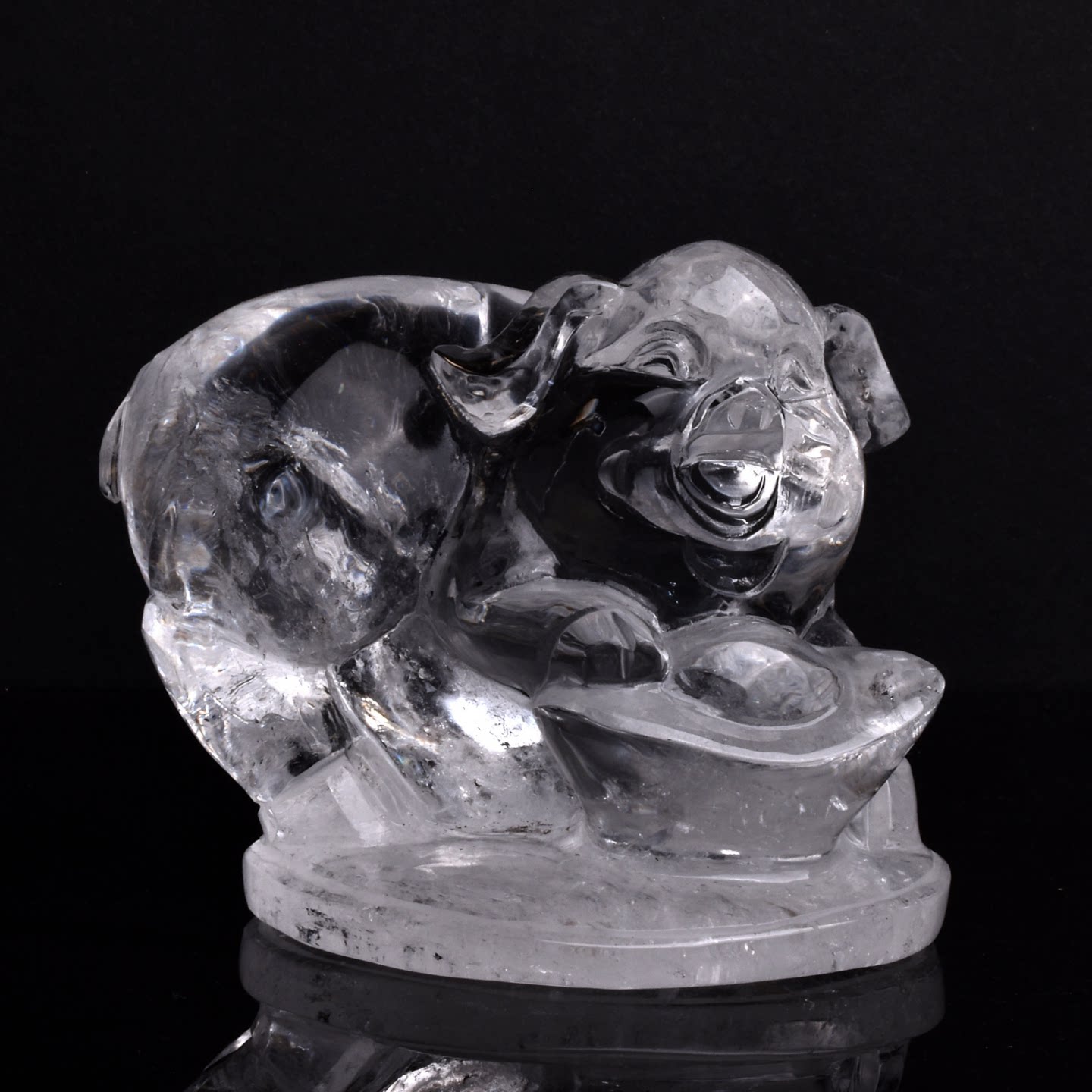 天然白水晶十二生肖摆件本命年属猪吉祥物客厅桌面小摆设家居饰品