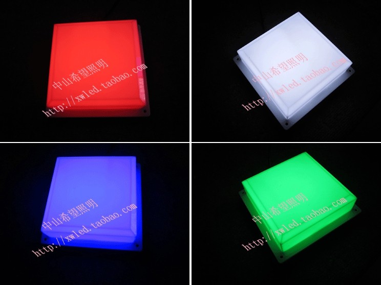 12v led方形点光源5公分8/10/15单色外墙亮化装饰防水 红绿蓝白光