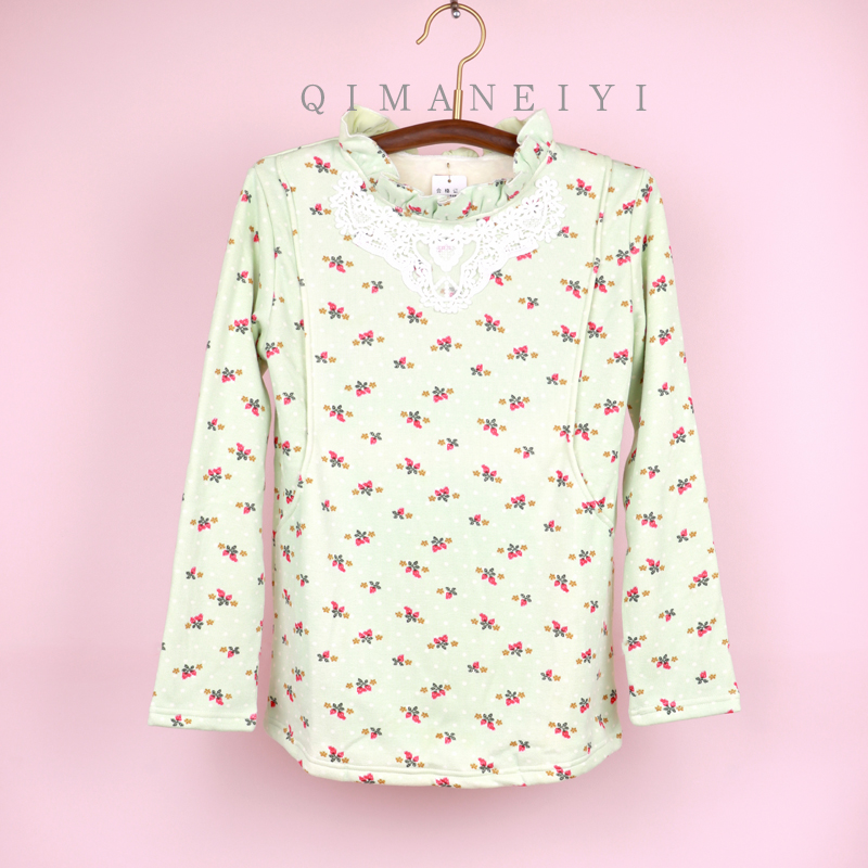 冬季纯棉孕妇上衣加绒哺乳保暖衣