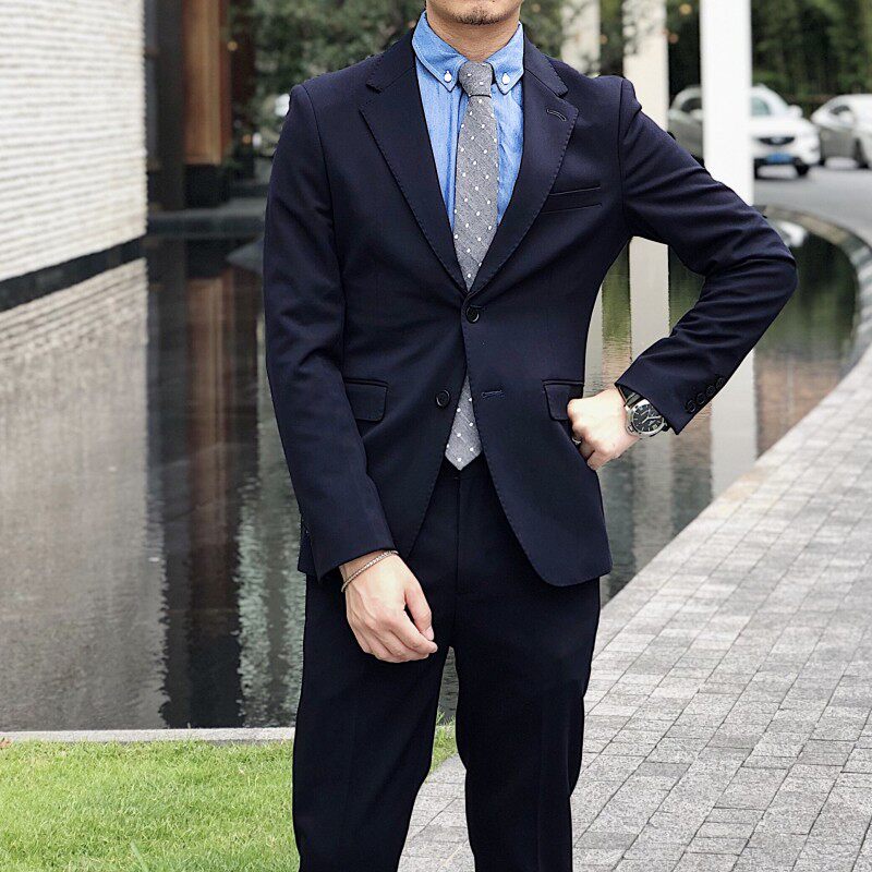 2019 가을 새로운 한국 스타일 정장 데일리 캐주얼 패션 신사 영국 작은 정장 투피스 세트