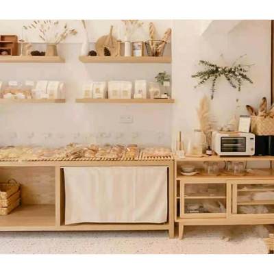 日式面包柜面包展示柜边柜定制中岛柜蛋糕店柜餐盘柜实木边柜商用