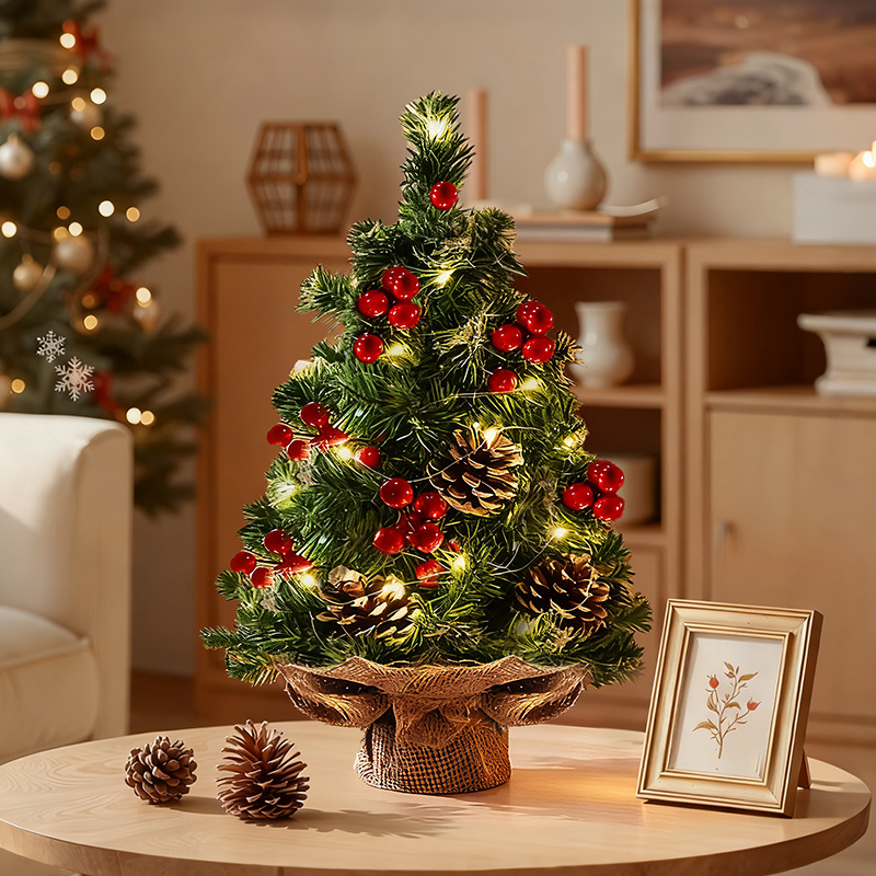 圣诞树桌面摆件2025新款家用发光