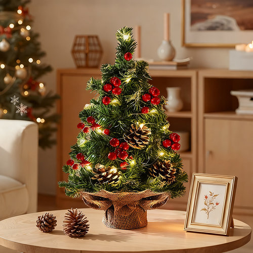 圣诞树桌面摆件2025新款家用发光
