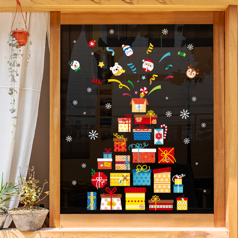 圣诞节橱窗贴纸场景氛围布置