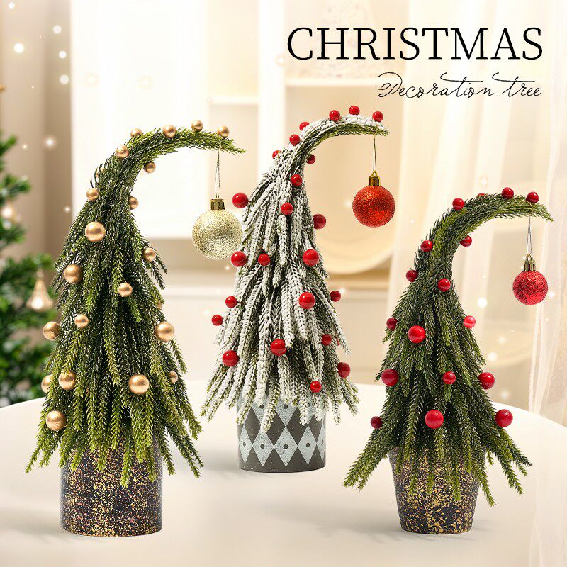 圣诞树摆件装饰桌面布置高级氛围