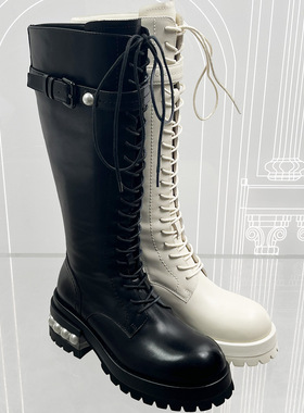 专柜正品Roberta诺贝达女鞋RA235511时尚减龄系带长筒靴不过膝