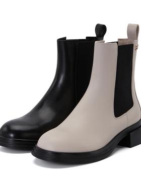 专柜正品Roberta诺贝达女鞋RA18809冬款圆头粗跟厚底纯色短靴