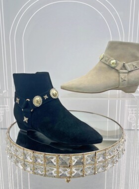 专柜正品Roberta诺贝达女鞋RA97628尖头时尚饰扣细跟女时装靴