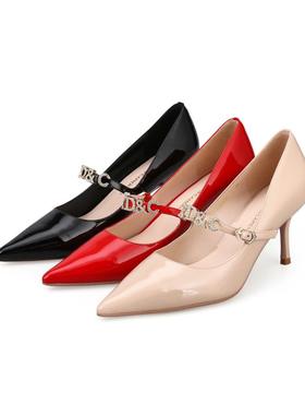 专柜正品Roberta诺贝达女鞋RL17511秋款时尚水钻细高跟浅口单鞋