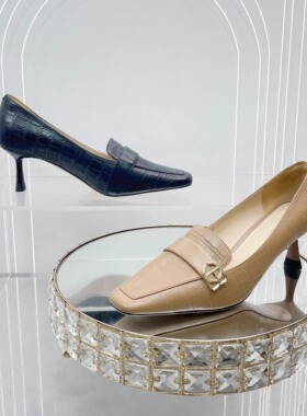 专柜正品Roberta诺贝达女鞋RL17209小猫跟方头通勤浅口单鞋