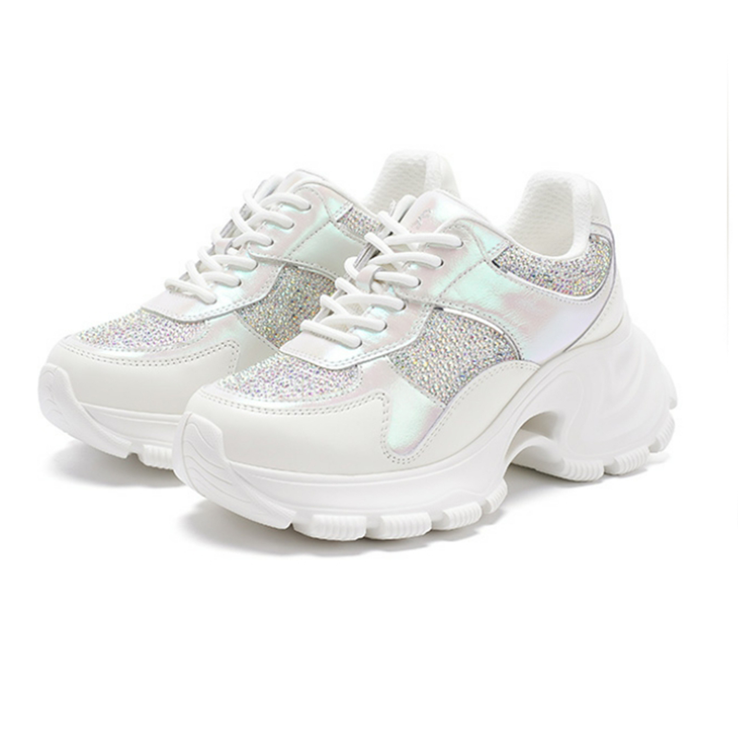 诺贝达拼接幻彩厚底内增高老爹鞋