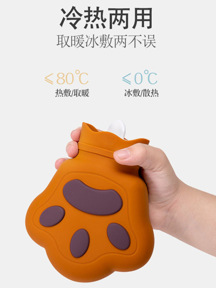Q 귀여운 곰 발 미니 손 따뜻하게 가방 물이 채워진 작은 배꼽 따뜻한 뜨거운 물 가방 손 따뜻하게  손 커버 따뜻한 배꼽