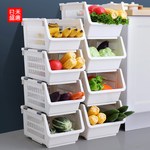 厨房置物架塑料落地式家用果蔬放菜篮子多层菜筐储物架玩具收纳盒
