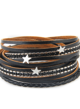 2024抖音网红快手红人同款轻奢文艺休闲多层真皮磁扣手链个性潮牌