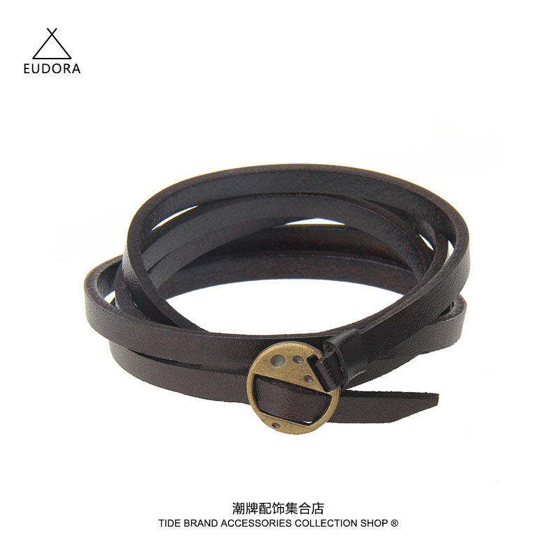 可当腰带！原创设计多圈缠绕皮绳手链个性时尚流行手环饰品男复古