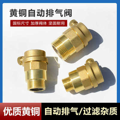 黄铜自动排气阀立式地暖放气阀dn15/20/25自来水暖气阀4分6分1寸