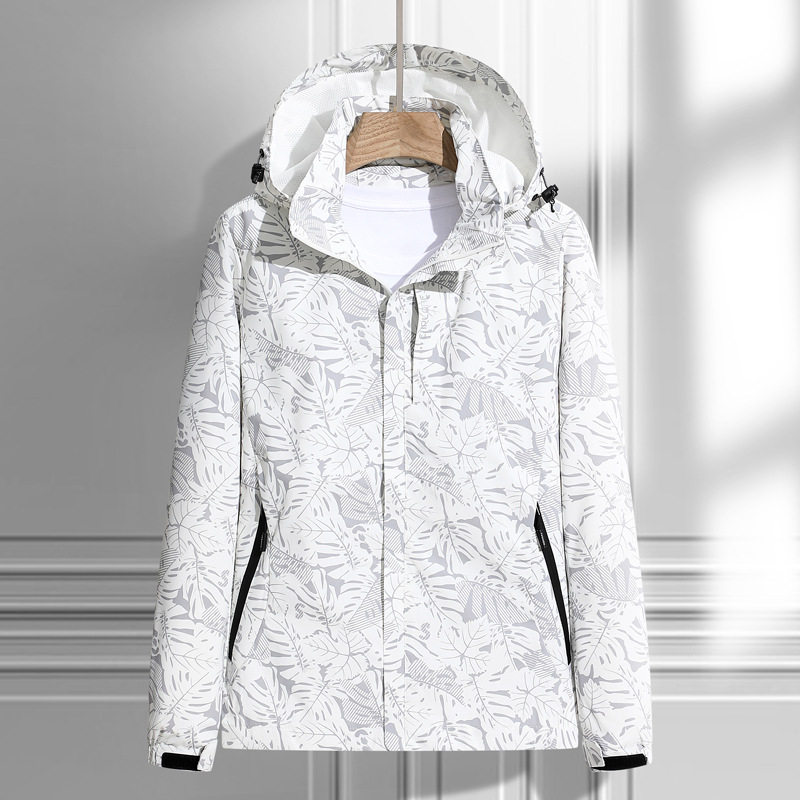 6266迷彩春秋季连帽冲锋衣男薄款情侣登山服外套男士运动户外服