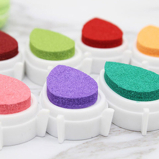 水滴印泥全套彩色手帐本工具diy橡皮章学生用手指画印章水性印台