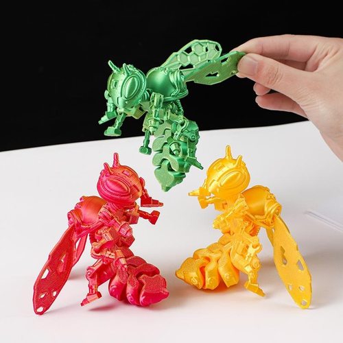 3D打印赛博朋克机械甲蜜黄蜂模型手办翅膀关节可活动摆件儿童玩具