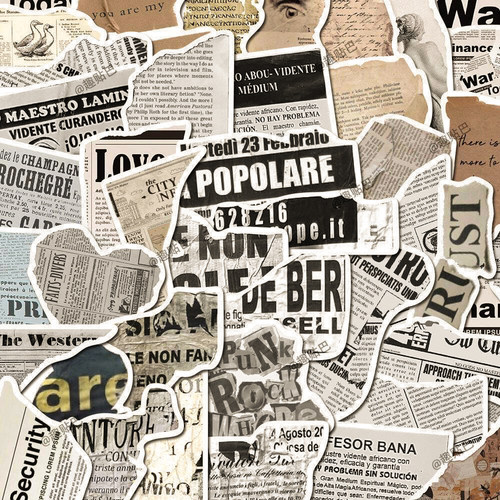 碎片文字贴纸美式复古报纸手帐