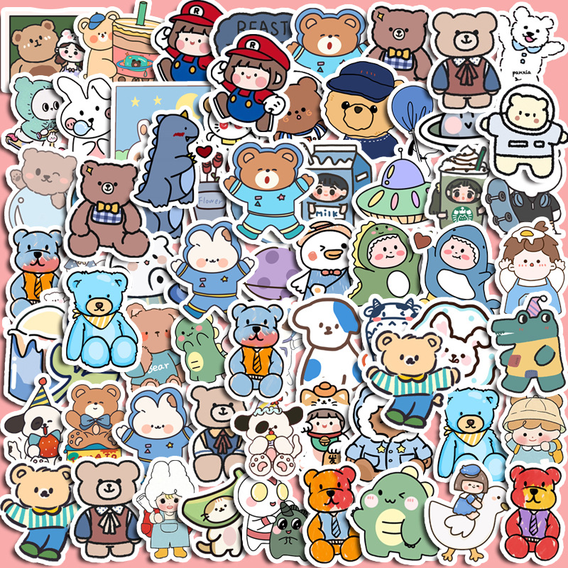 ins可爱小熊兔子表情手账贴纸