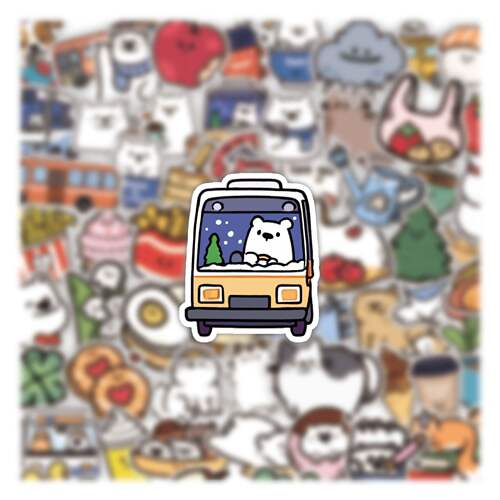 旅行白熊贴纸可爱动物相册日记手