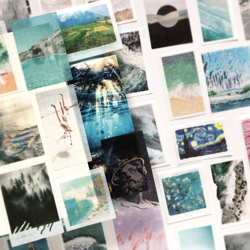 INS风手帐贴纸少女心复古风景梵高小清新文艺油画DIY手机壳装饰,文具电教/文化用品/商务用品,贴纸/立体贴纸,淘宝优惠券,粉丝福利购,淘宝优惠卷