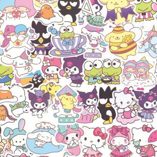 帕恰狗KT猫100张三丽鸥可爱卡通儿童电脑手机壳装饰DIY行李箱手账