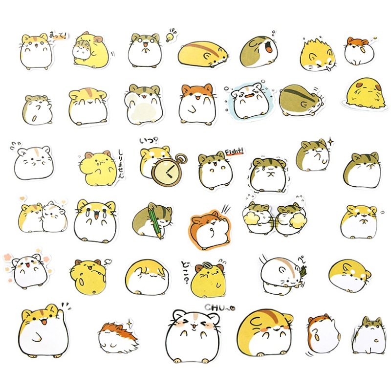 ins小仓鼠可爱卡通动物手帐成长手册咕卡装饰贴纸相册diy素材贴画