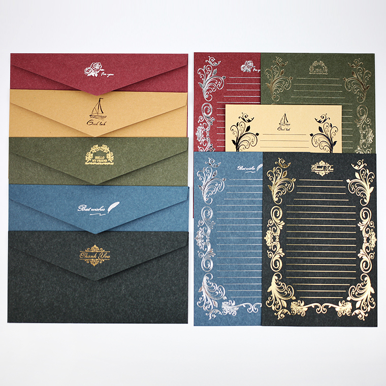 烫金信封信纸套装情书婚礼定制