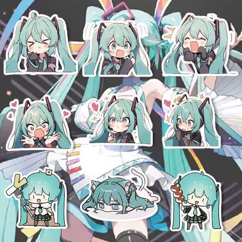 100张初音未来行李箱笔记本电脑DIY手帐贴纸chibi装饰贴画手机壳