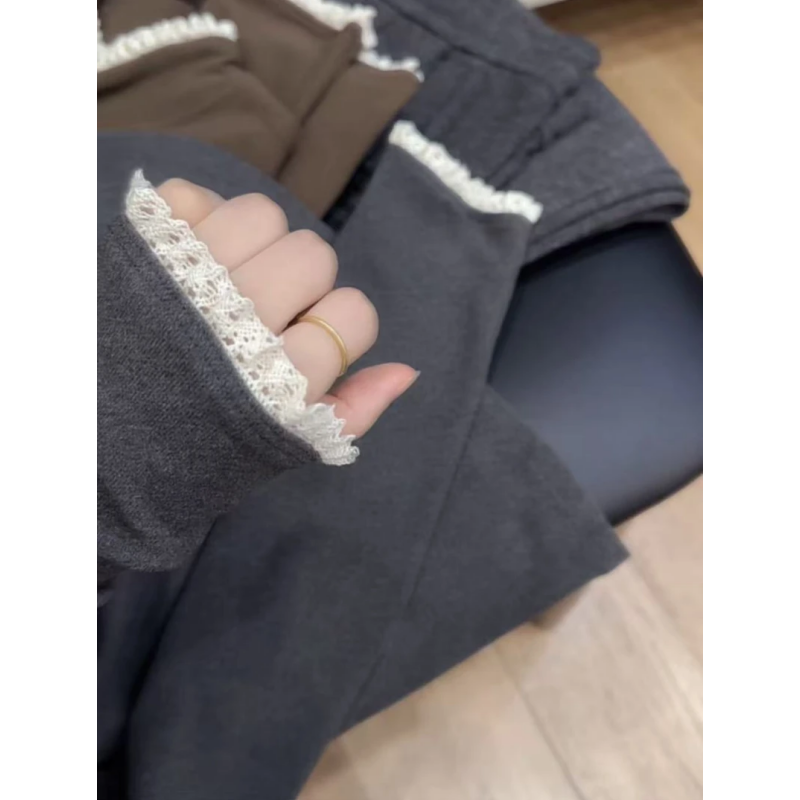 七言家拜尔绒蕾丝花边领打底衫女