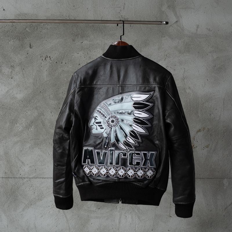重工刺绣印第安风皮衣头层牛皮夹克棒球服潮男士真皮皮衣短款黑色