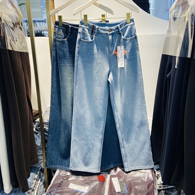 韩氏伊人加绒牛仔阔腿裤8012