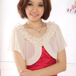 889125百搭甜美外披礼服小披肩轻薄柔软超短款雪纺开衫夏天防晒衣
