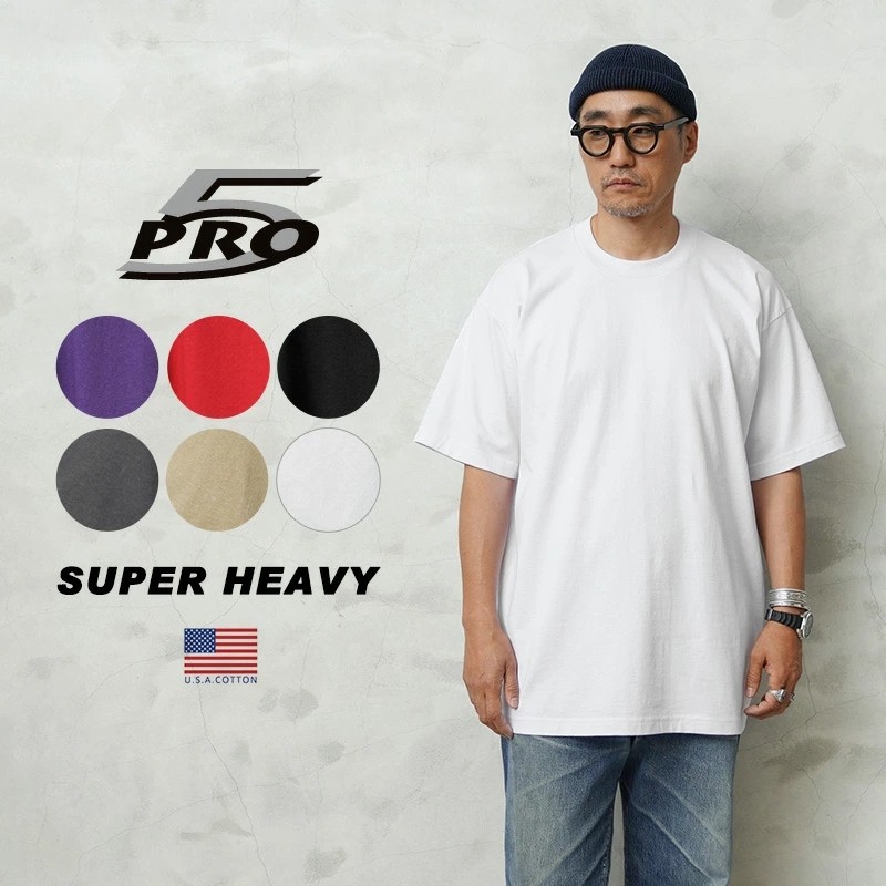 美国小众PRO5美式小领口素色HIPHOP说唱街舞BBOY打底纯色T恤短袖