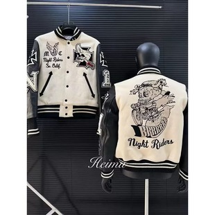 旧子出品东洋骷髅骑士棒球服Cleanfit风格修身立领vibe短宽外套