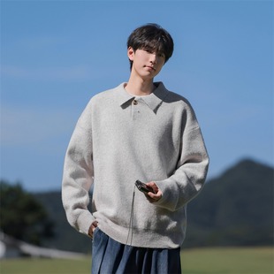 休闲百搭高级感翻领打底衫 长袖 上衣 秋冬新款 复古针织Polo衫